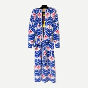 $4450 Gucci X Adidas GG Trefoil Logo Faux Fur Long Coat